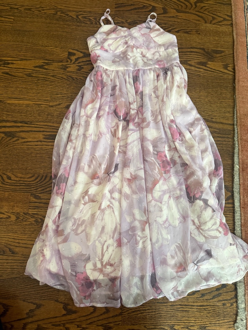 Zunie Lilac and Pink Floral Chiffon Party Dress